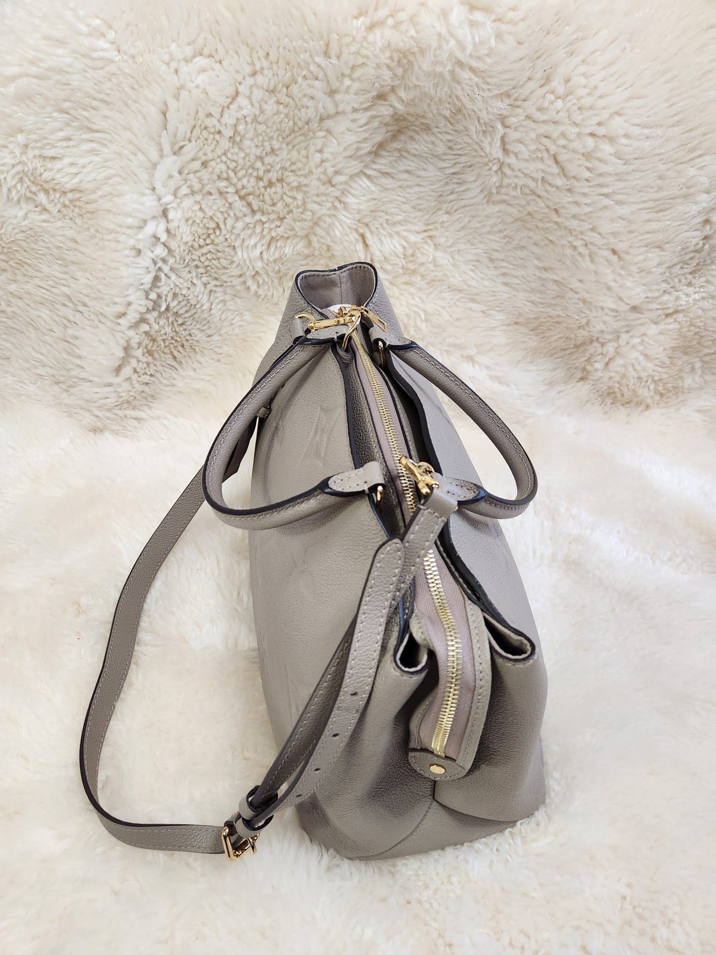 Louis Vuitton Grand Palais Monogram Empreinte Leather Turtle Dove Color L13.4 x H9.4 x W 5.9 inch
