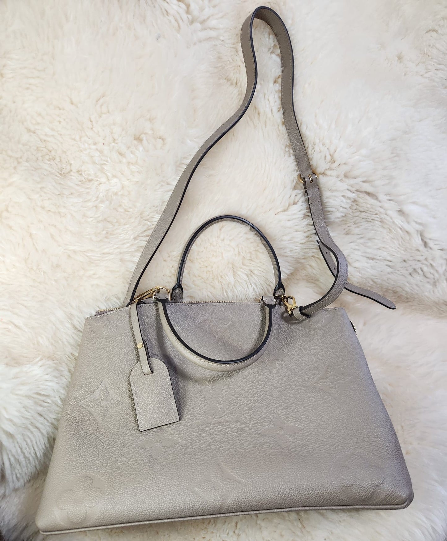 Louis Vuitton Grand Palais Monogram Empreinte Leather Turtle Dove Color L13.4 x H9.4 x W 5.9 inch