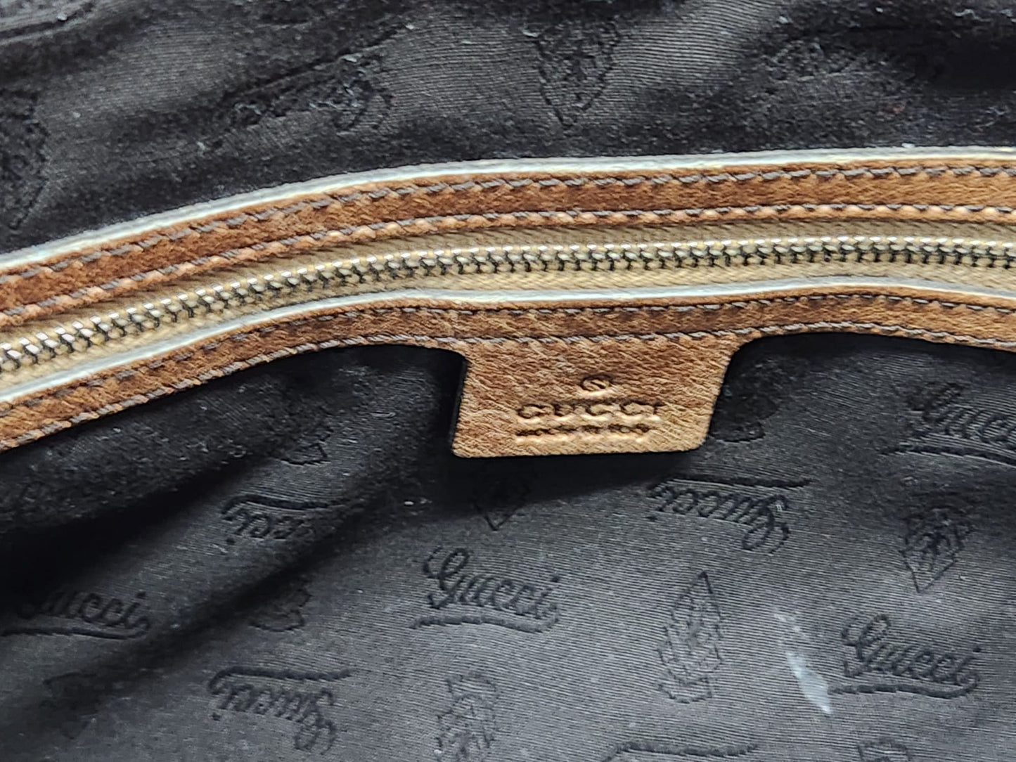 Gucci Monogram Bamboo Bar Tote with Brown Leather