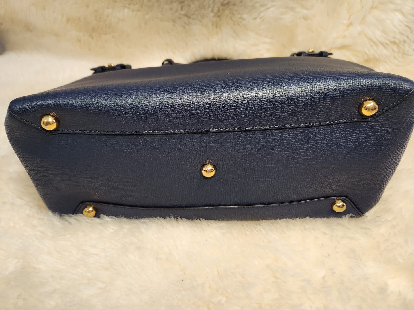 Burberry Blue Pebble Leather House Chloe Large Tote without belt