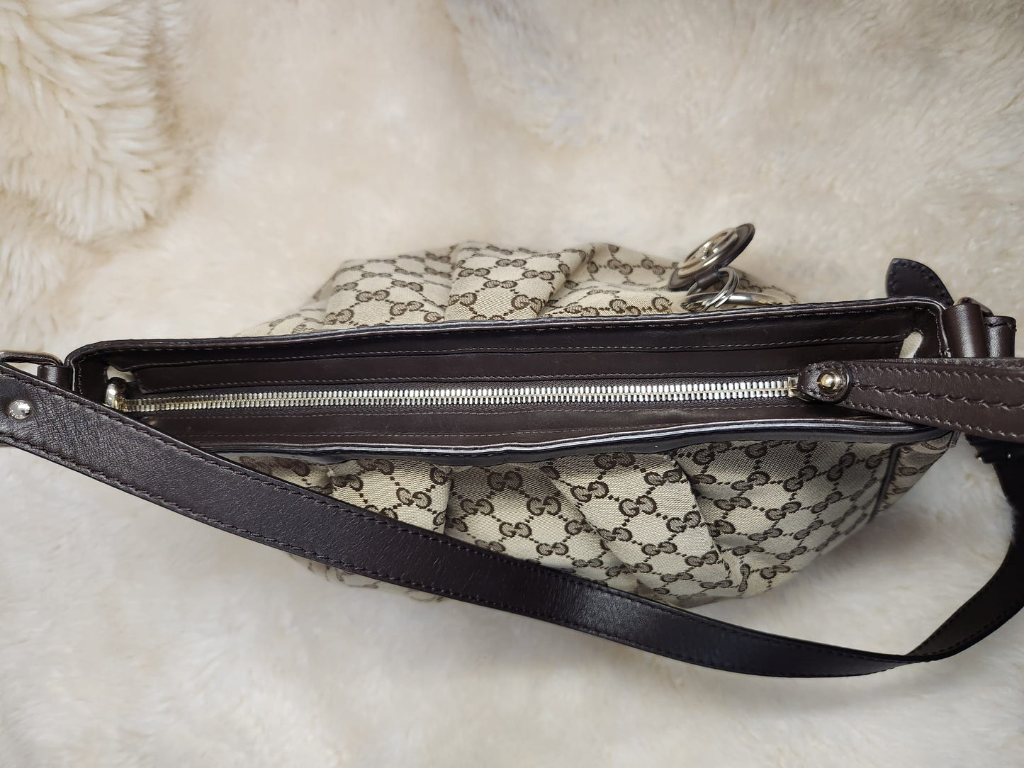 Gucci Classic Monogram Brown Canvas with Leather Trim and Straps Shoulder bag