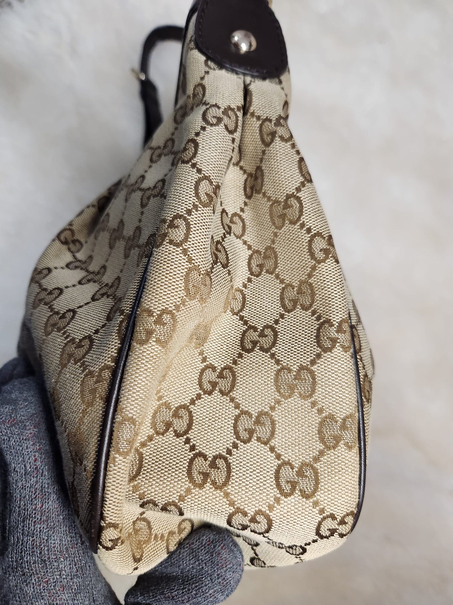 Gucci Classic Monogram Brown Canvas with Leather Trim and Straps Shoulder bag