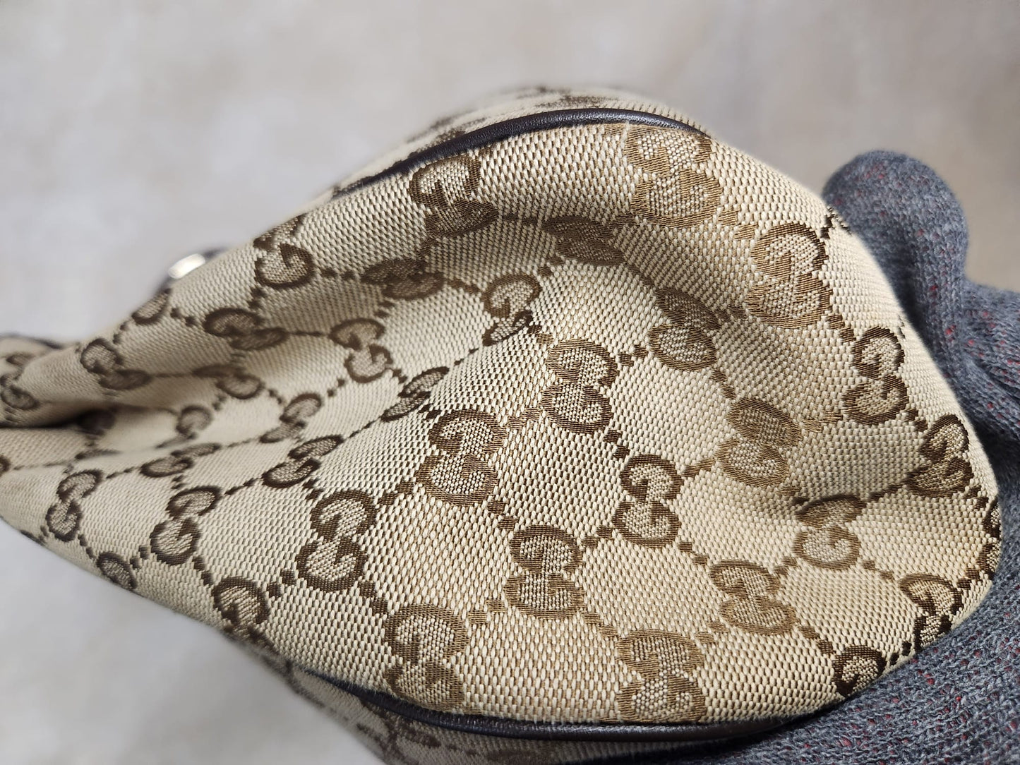 Gucci Classic Monogram Brown Canvas with Leather Trim and Straps Shoulder bag
