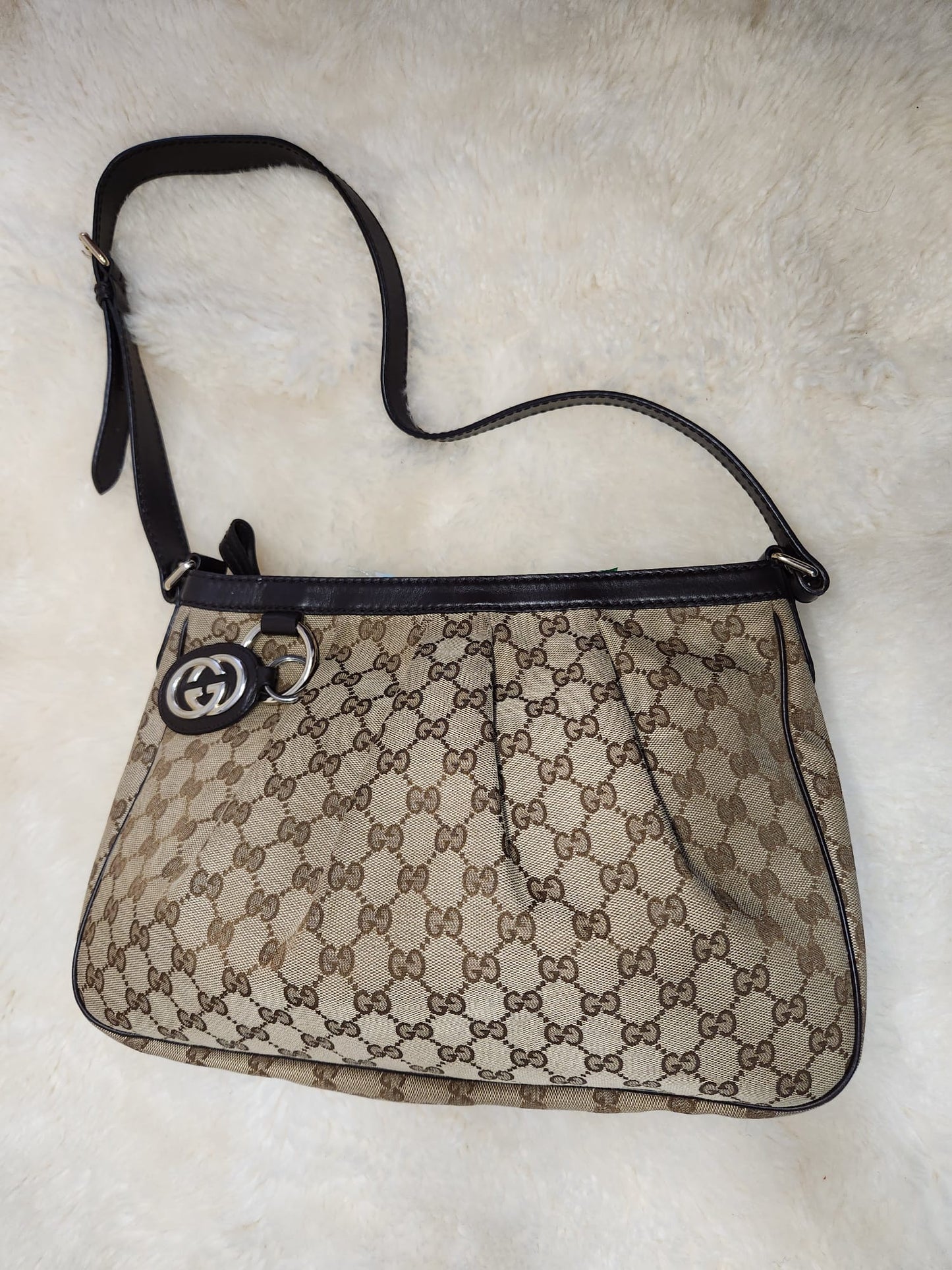 Gucci Classic Monogram Brown Canvas with Leather Trim and Straps Shoulder bag