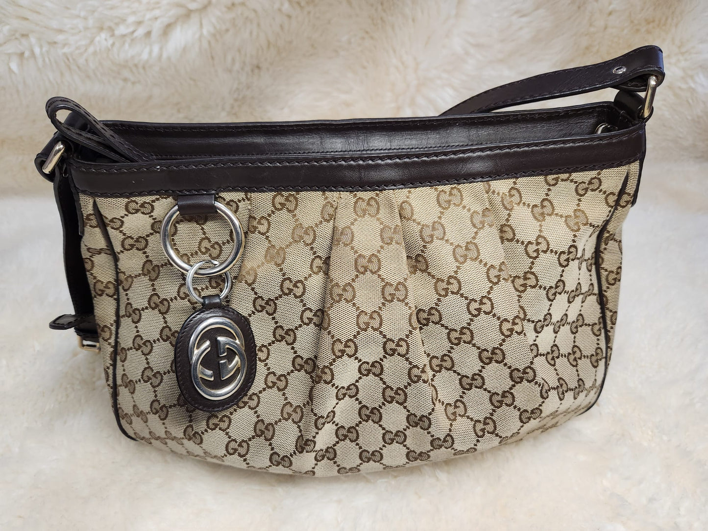 Gucci Classic Monogram Brown Canvas with Leather Trim and Straps Shoulder bag