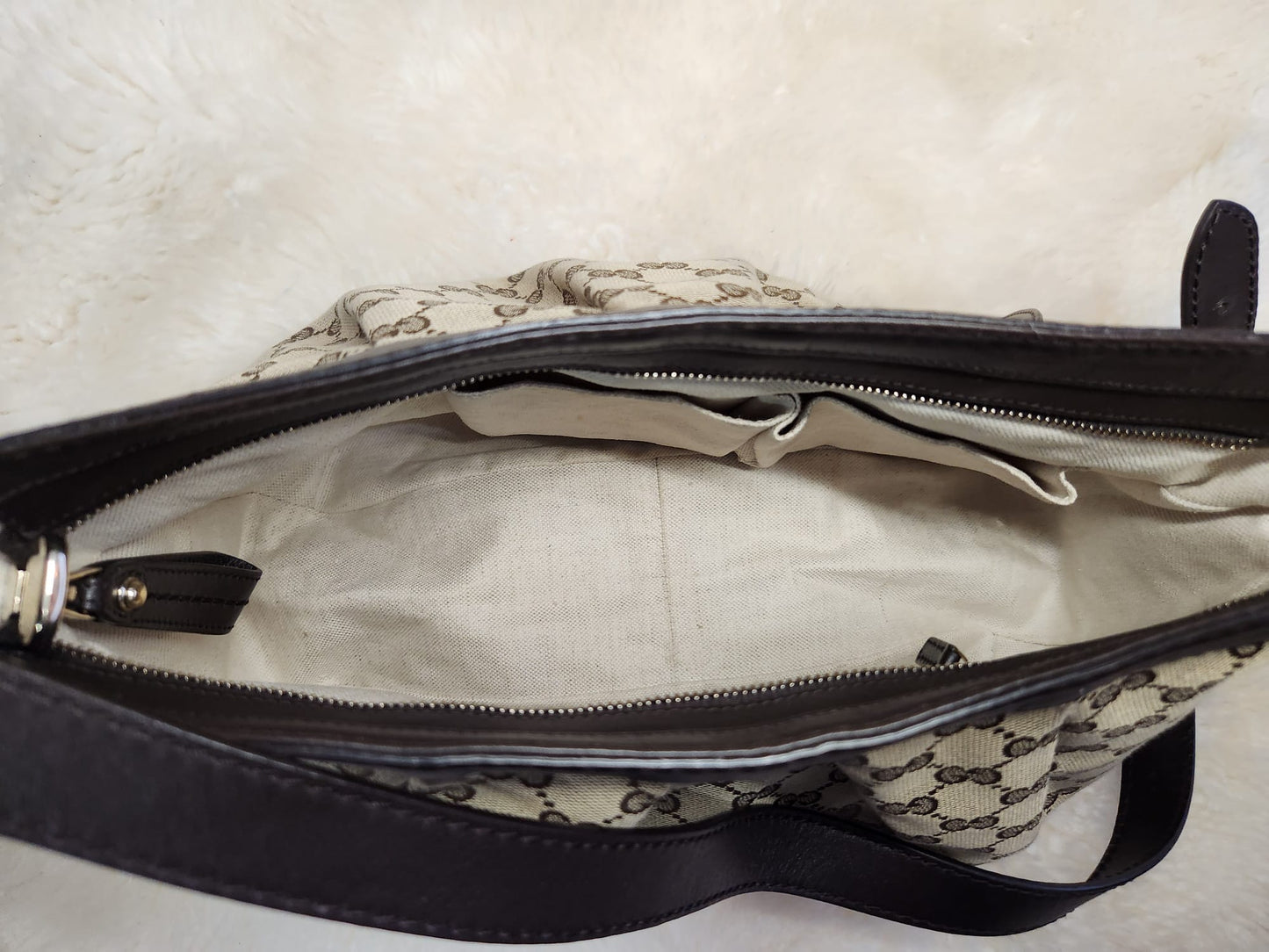 Gucci Classic Monogram Brown Canvas with Leather Trim and Straps Shoulder bag