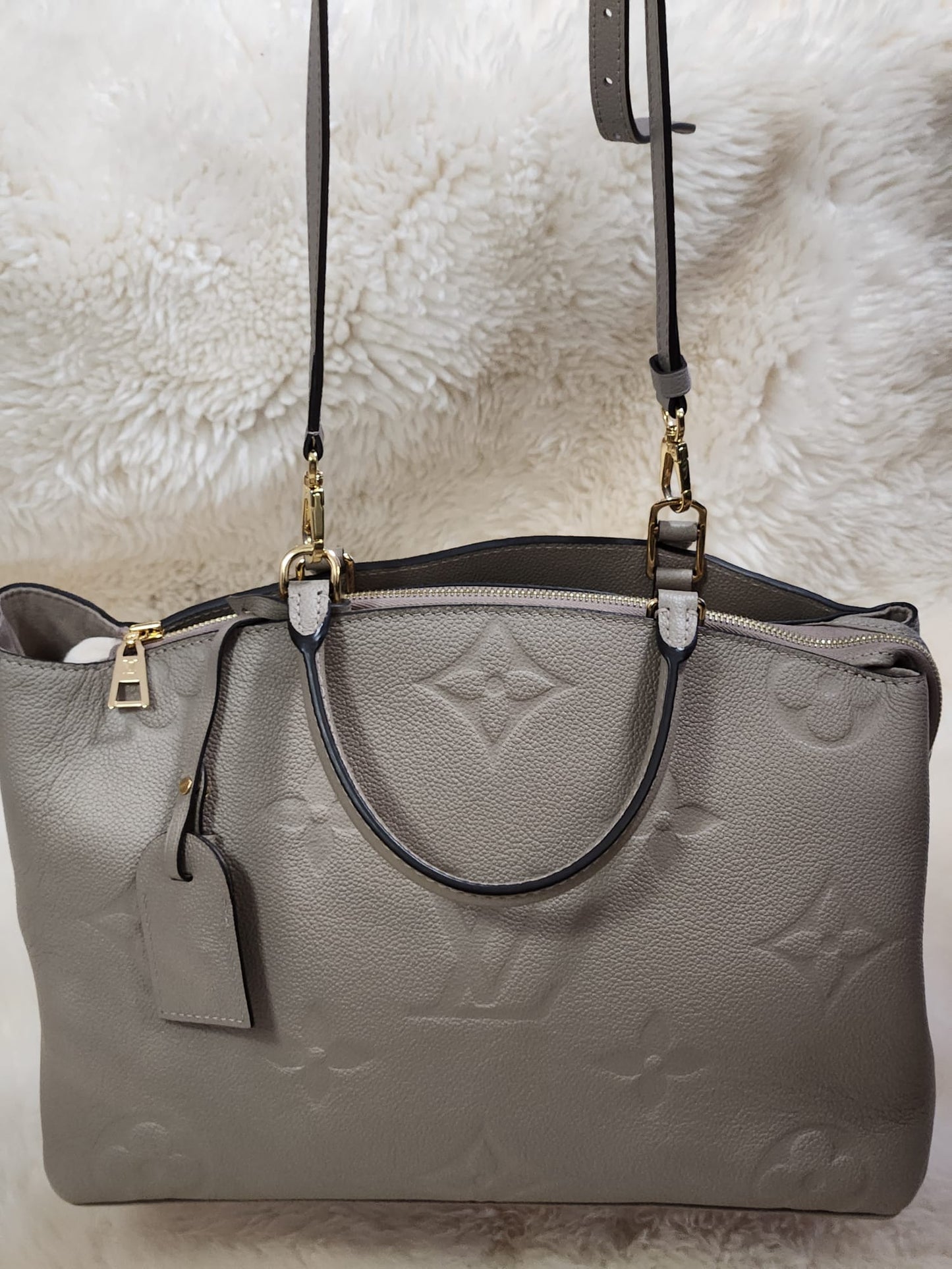 Louis Vuitton Grand Palais Monogram Empreinte Leather Turtle Dove Color L13.4 x H9.4 x W 5.9 inch