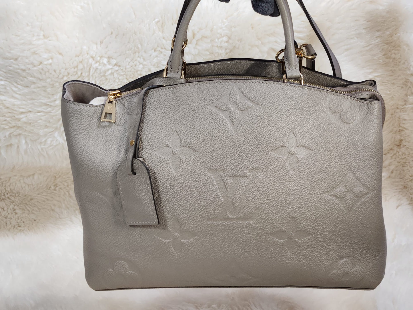 Louis Vuitton Grand Palais Monogram Empreinte Leather Turtle Dove Color L13.4 x H9.4 x W 5.9 inch