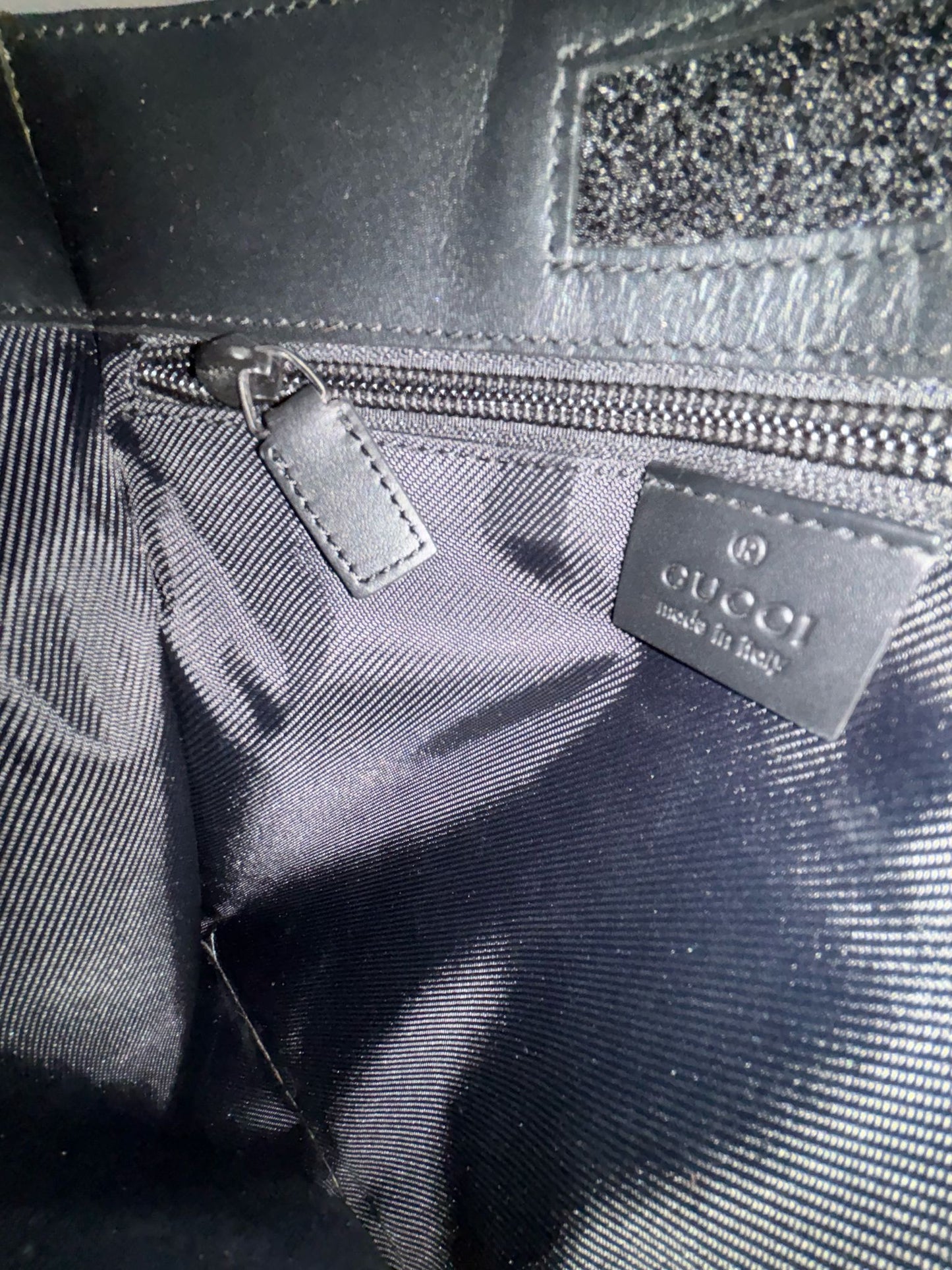 Gucci Men Black Canvas Messenger Bag Monogram with Silver Hardware