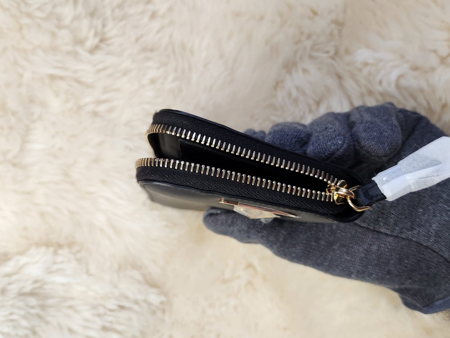 FENDI Bugs Eye Long Wallet Black Gold Hardware 3.7 x 7.2 x 0.7 inch