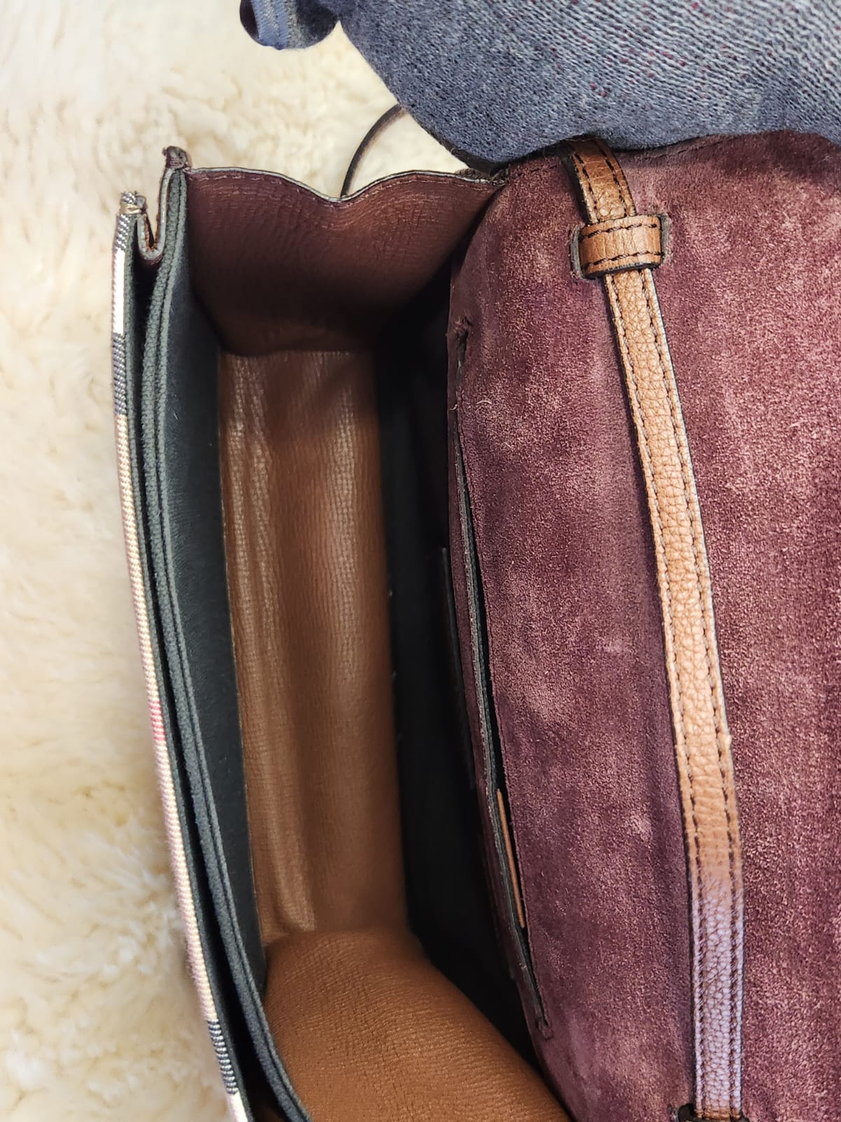 Burberry Macken Crossbody Bag Leather and House Check Canvas Brown W9.5 x H6.5 inch