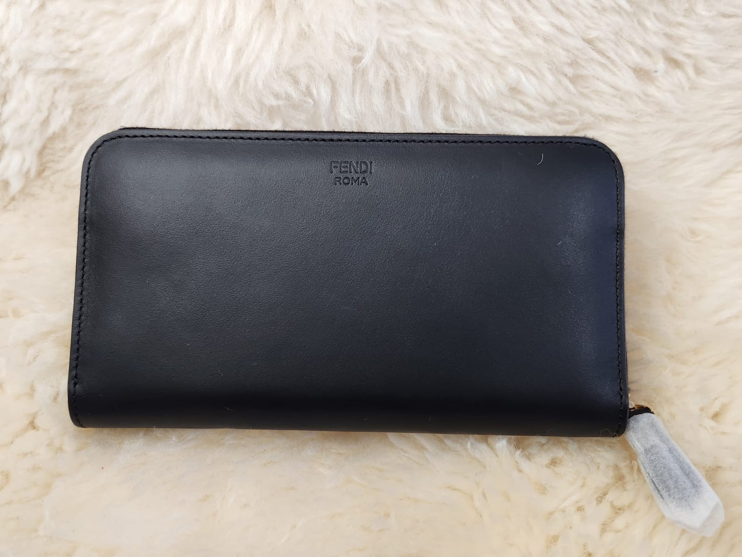 FENDI Bugs Eye Long Wallet Black  Gold Hardware 3.7 x 7.2 x 0.7 inch
