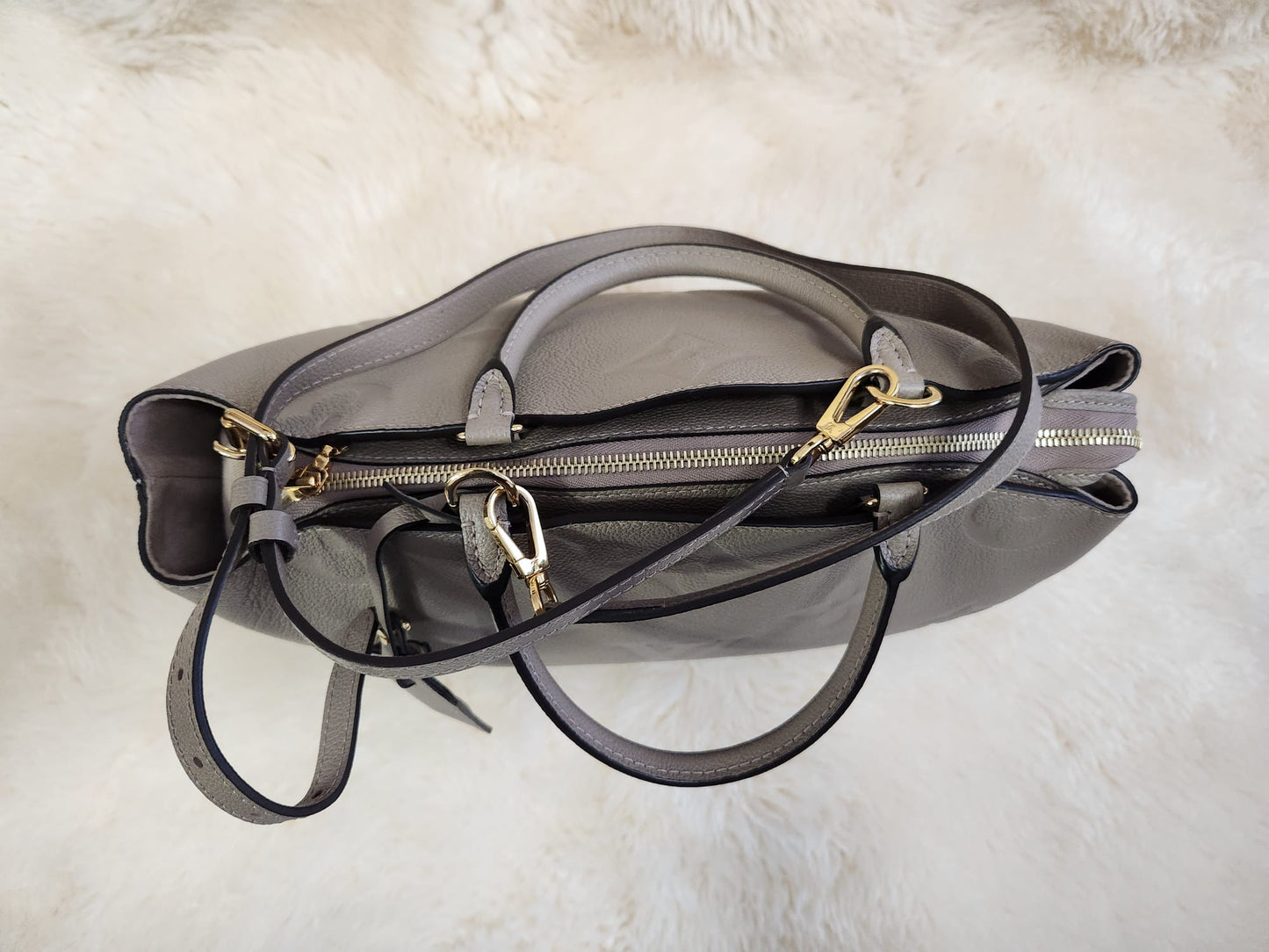 Louis Vuitton Grand Palais Monogram Empreinte Leather Turtle Dove Color L13.4 x H9.4 x W 5.9 inch