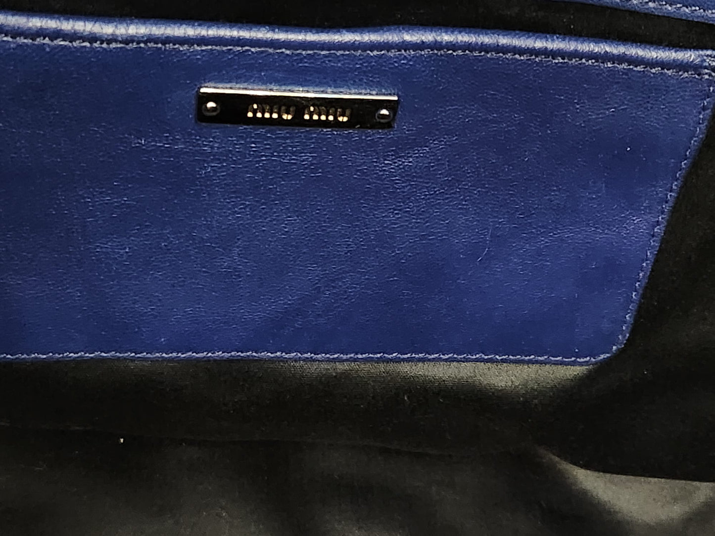 MUI MUI Matelasse Lambskin Leather with two belts Crystal and Leather Belt Royal Blue