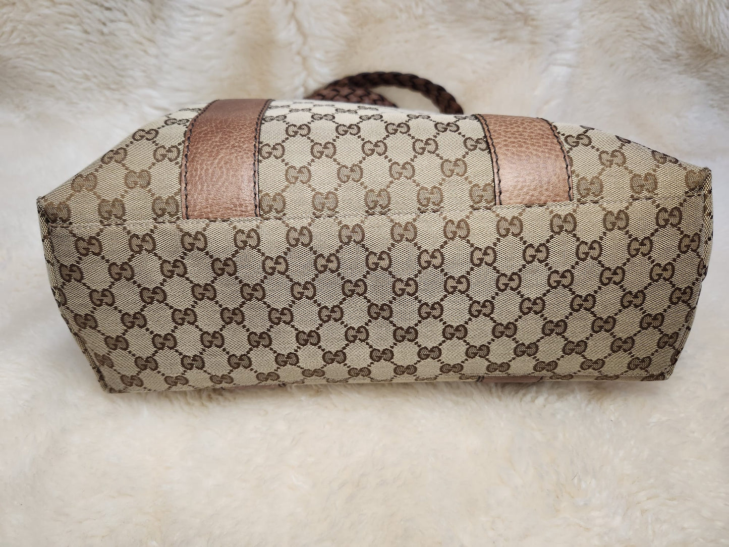 Gucci Monogram Bamboo Bar Tote with Brown Leather