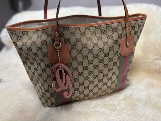 Gucci Monogram Patent Web Jolie Tote