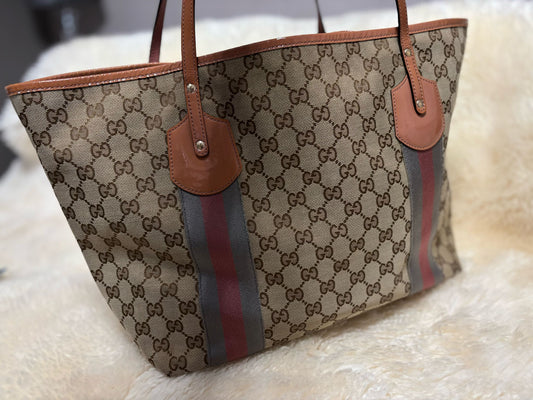 Gucci Monogram Patent Web Jolie Tote
