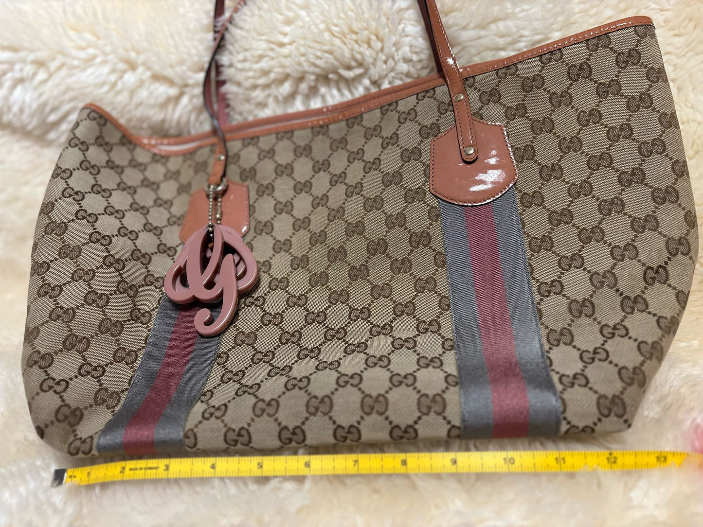 Gucci Monogram Patent Web Jolie Tote
