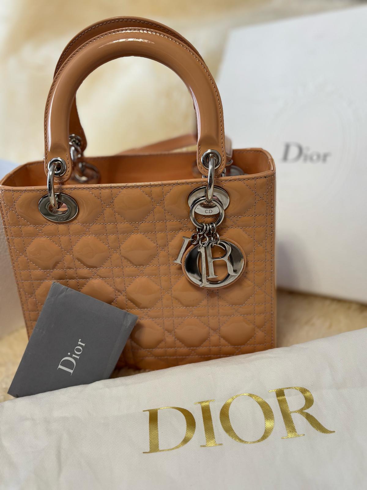Lady Dior Satchel Medium Patent Cannage Leather with Silver Hardware