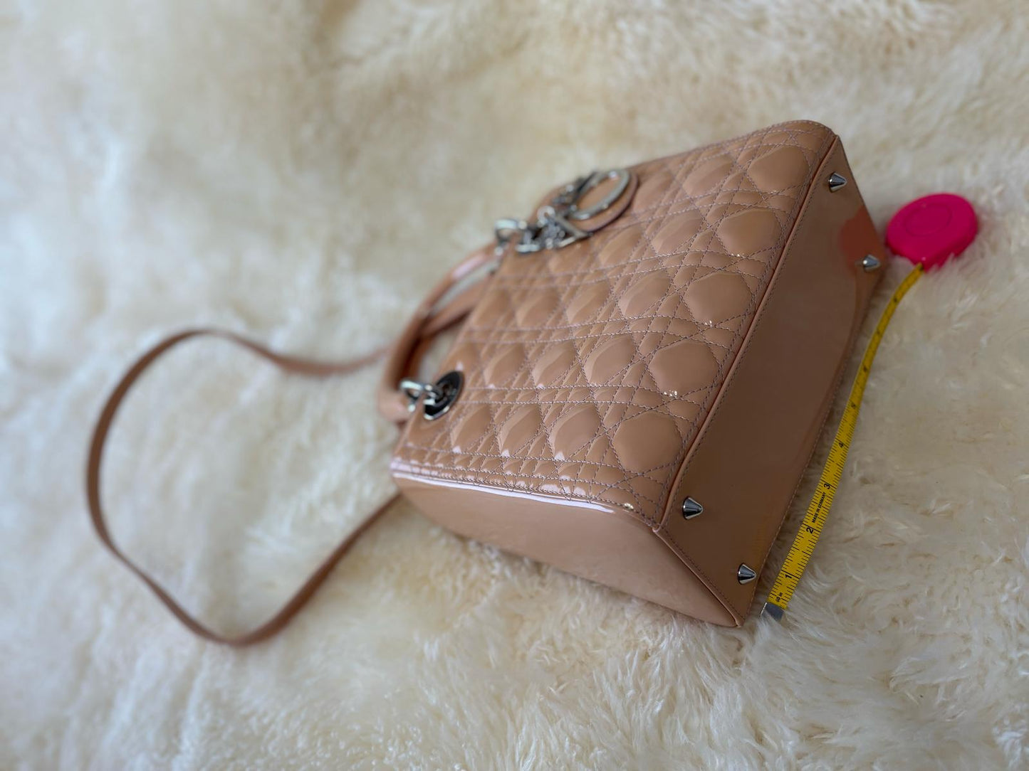 Lady Dior Satchel Medium Patent Cannage Leather with Silver Hardware