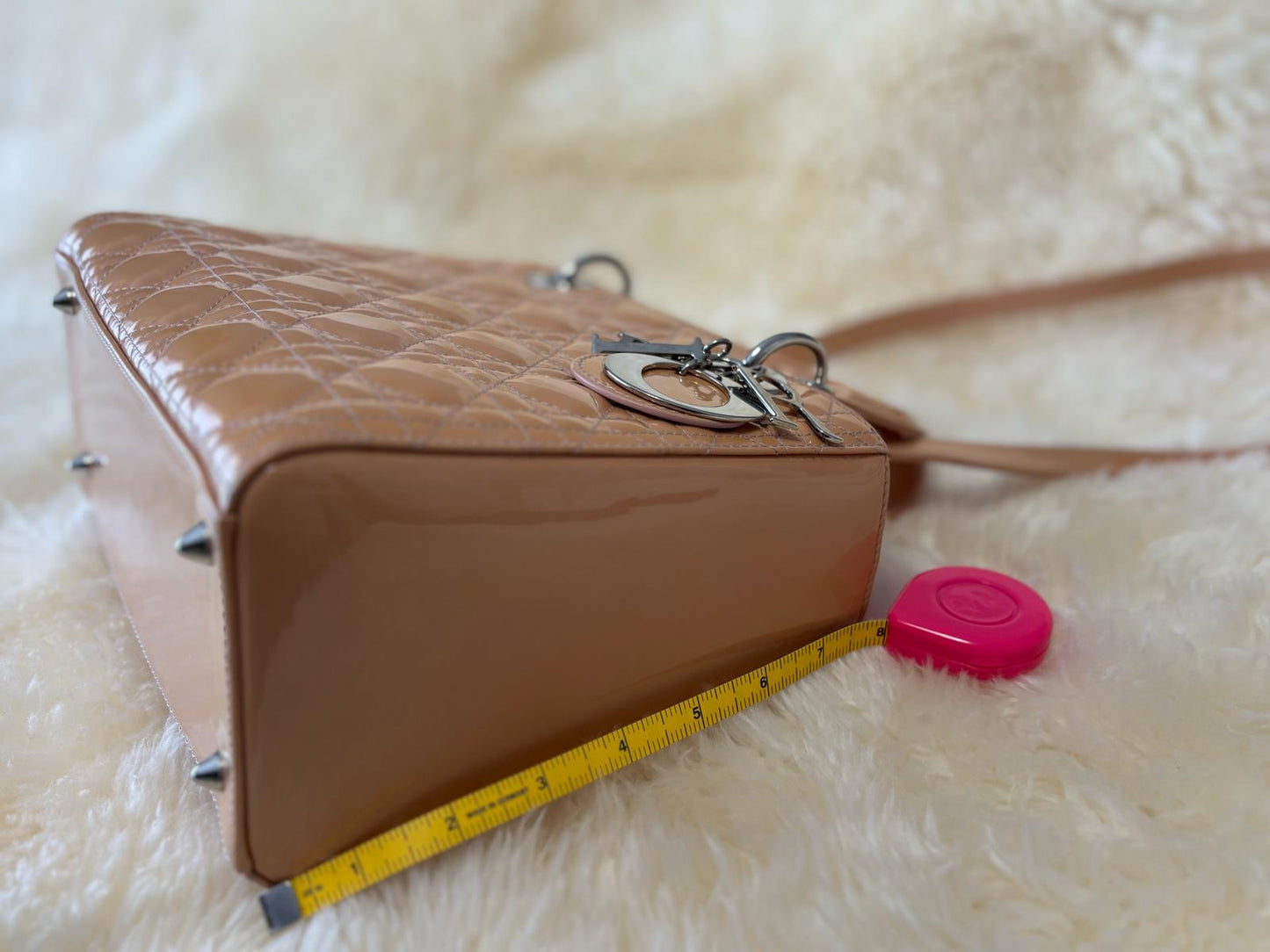 Lady Dior Satchel Medium Patent Cannage Leather with Silver Hardware