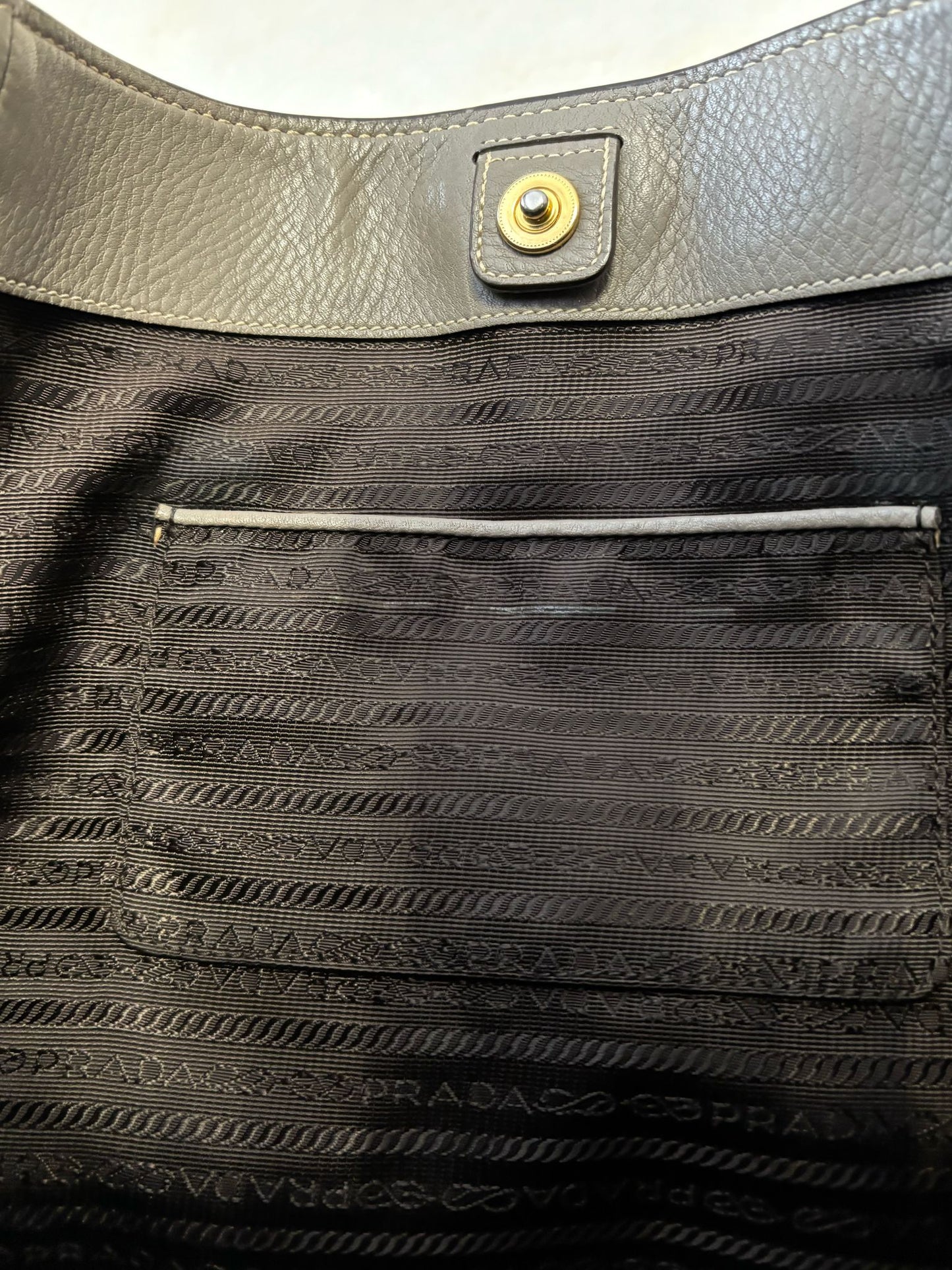 Prada Sacca 2 Manici Double Pocket Argilla Taupe Gray