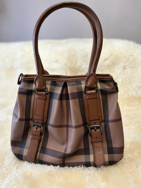 Burberry Black Smoked Check PVC and Leather Lowry Shoulder Bag
