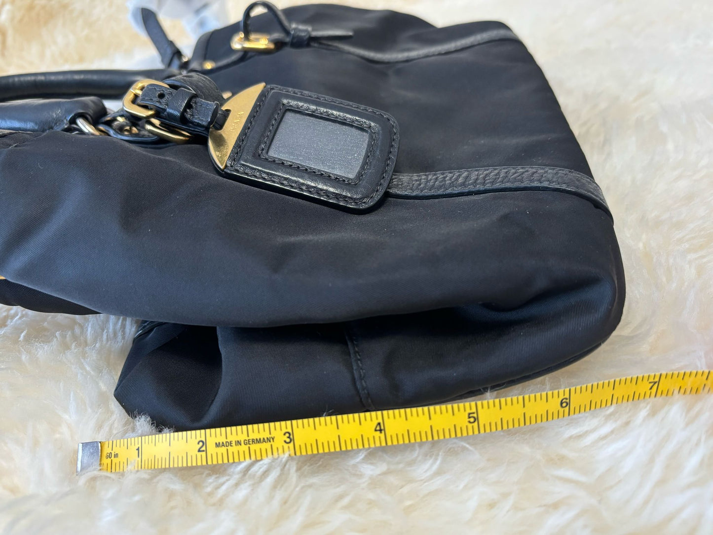 Prada Tessuto Boston Crossbody Bag Black with Gold Hardware